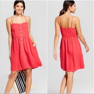 Universal Thread Target Muted Red Skinny Strap Tank Button Dress | Size XL